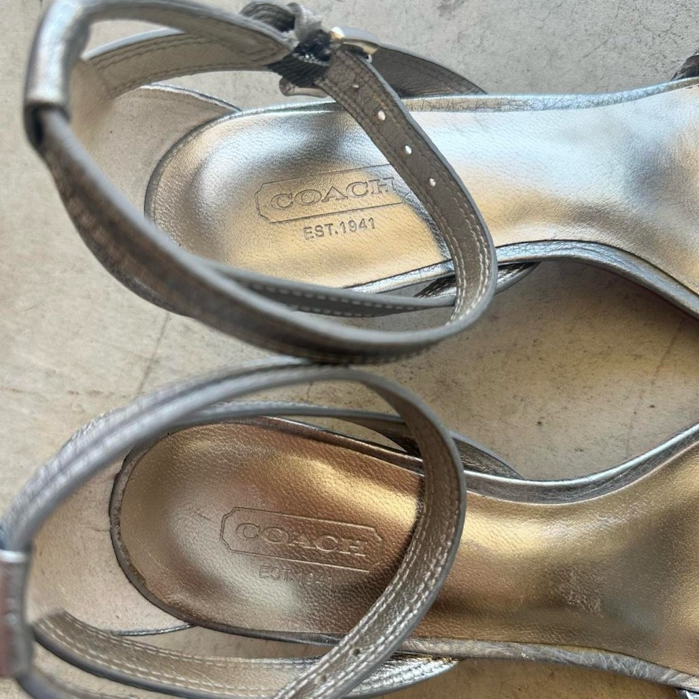 Coach Silver Strappy Ankle Strap Heels - Picture 4 of 7